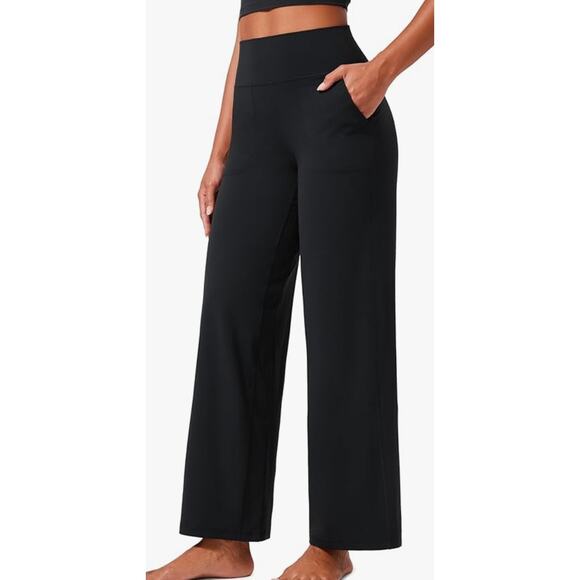 CRZ YOGA Womens Butterlift High Waisted Wide Leg Pants with Pockets 2XL BLACK - Picture 1 of 3
